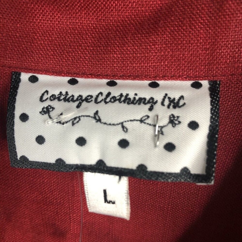 Cottage Clothing Company Top Women Large Red 100% Linen Artsy Airy Lagenlook - Picture 6 of 11